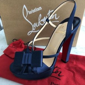 Navy Blue Crepe Satin high heels